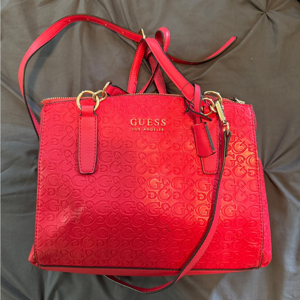 Guess Red Shoulder Bag with Gold-Tone Hardware